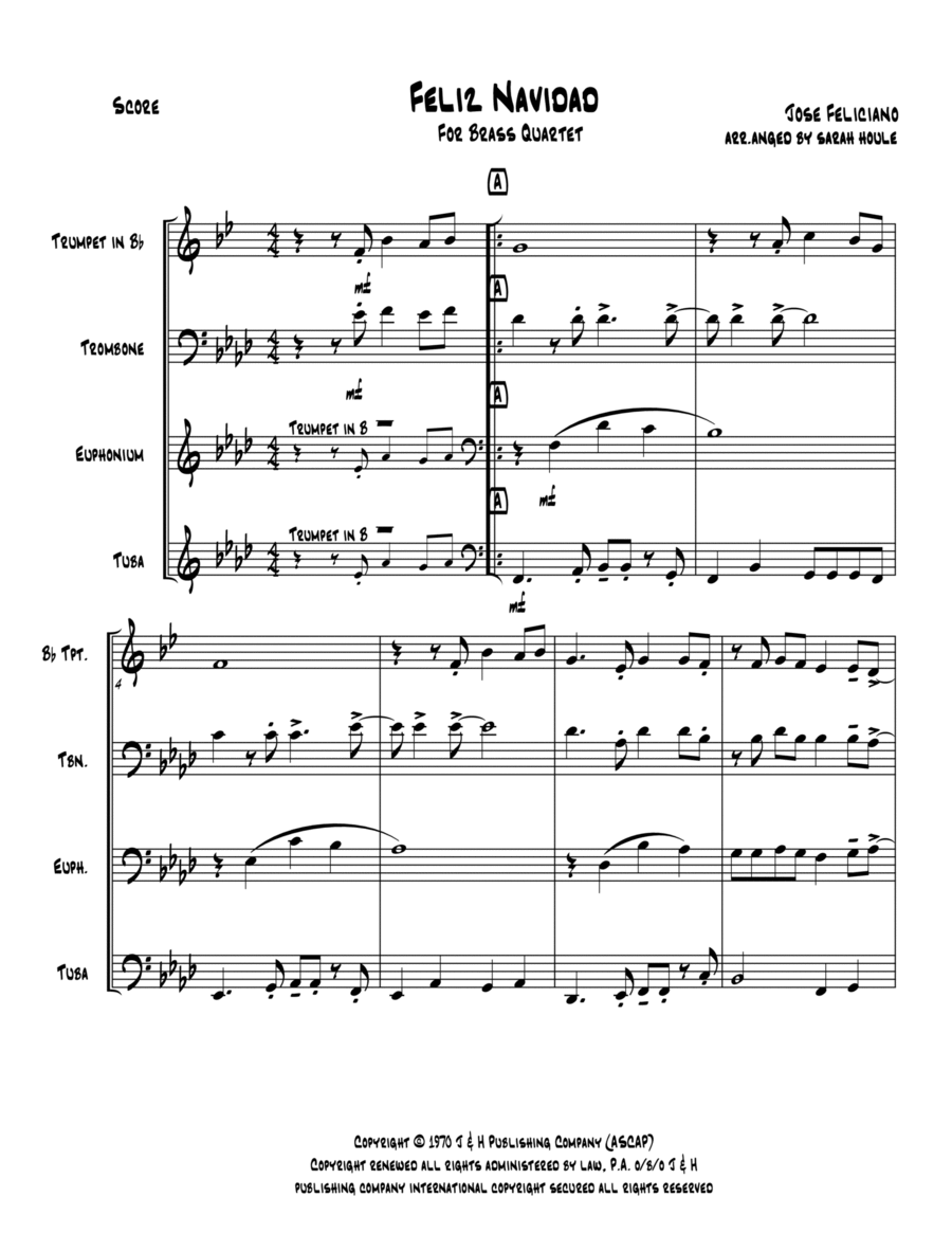 Feliz Navidad Brass Ensemble scores gallery preview page 1