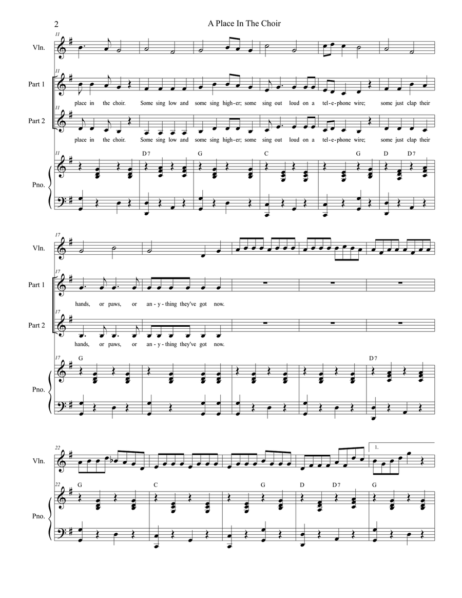 A Place In The Choir A Place In The Choir 2-Part scores gallery preview page 2