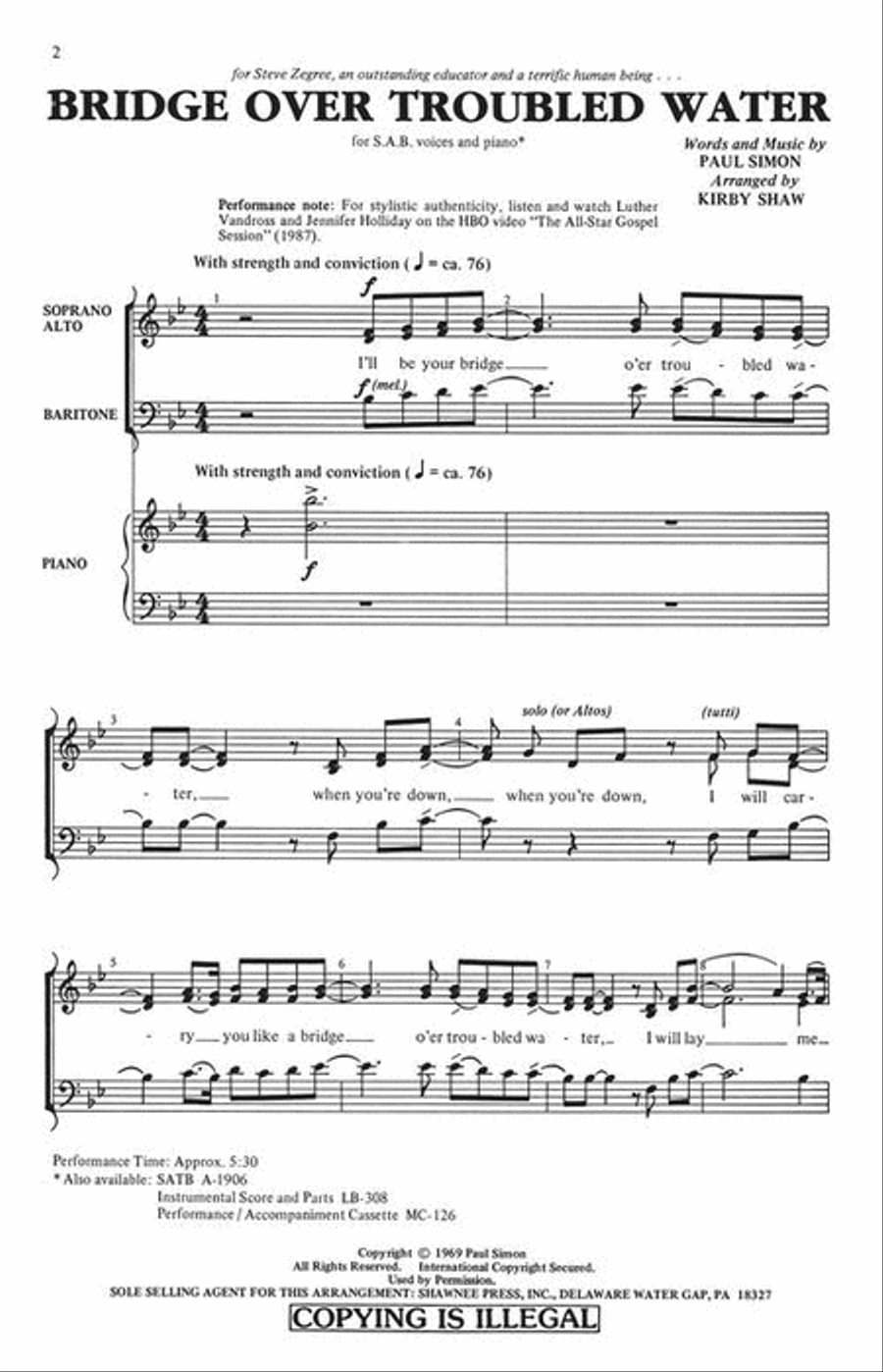 Bridge over Troubled Water 3-Part scores gallery preview page 3