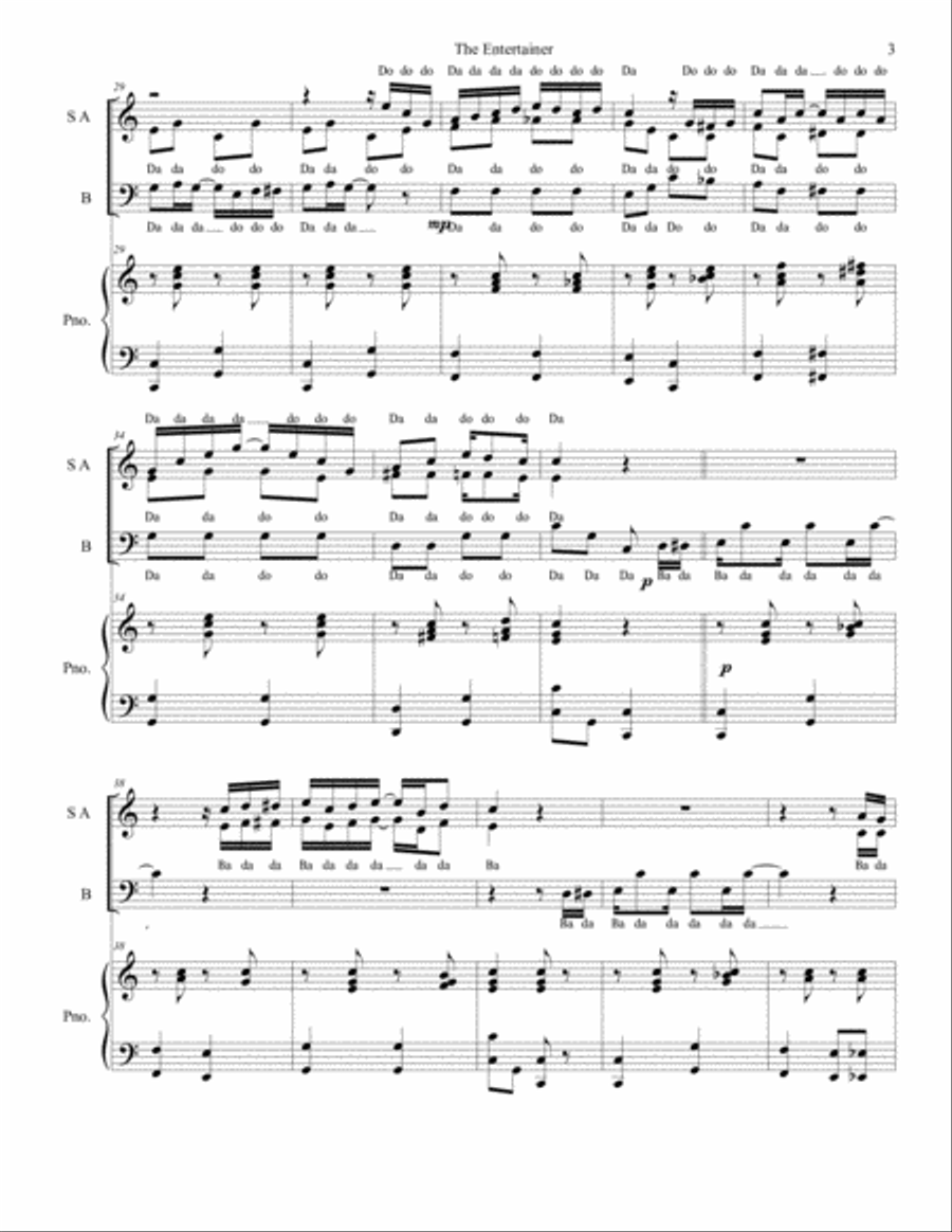 The Entertainer (SAB) The Entertainer (SAB) 3-Part scores gallery preview page 3