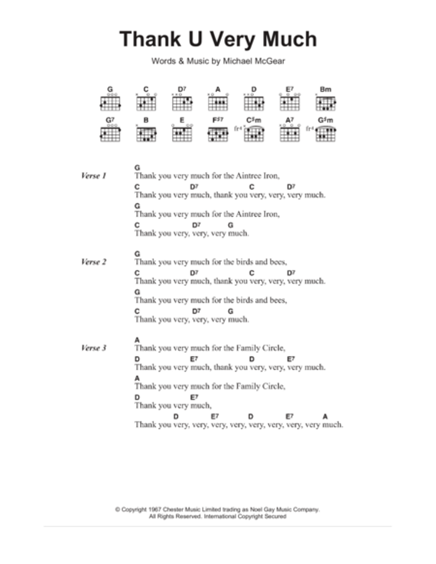 Thank U Very Much Acoustic Guitar scores gallery preview page 1