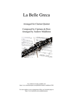 Book cover for La Bella Grece arranged for Clarinet Quintet