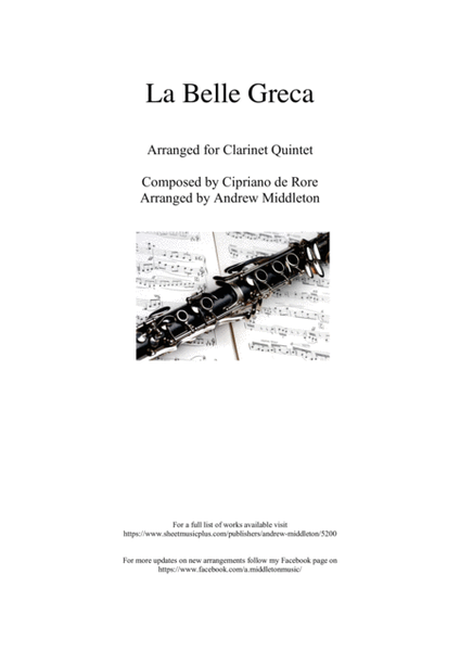 La Bella Grece arranged for Clarinet Quintet image number null