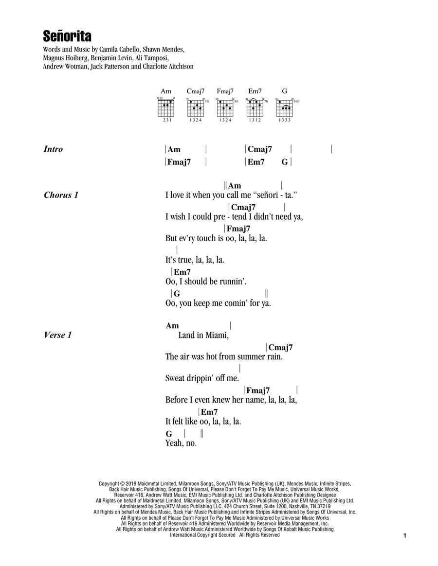 Señorita Acoustic Guitar scores gallery preview page 1