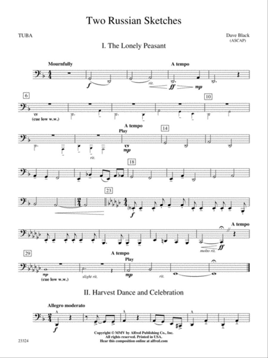 Two Russian Sketches: Tuba Concert Band scores gallery preview page 1