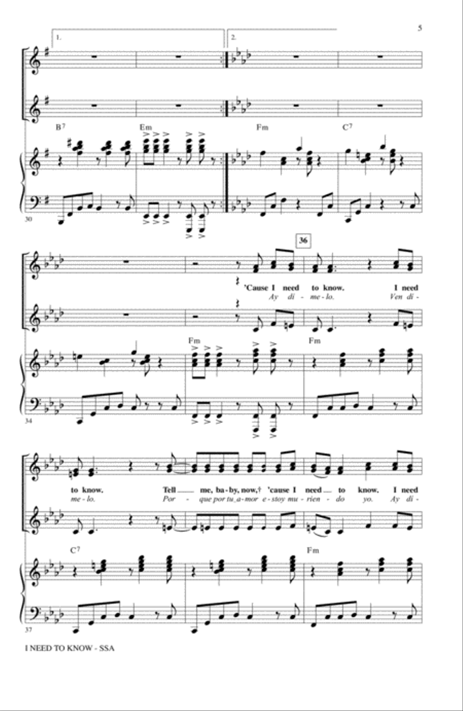 I Need To Know (Dimelo) (arr. Alan Billingsley) SSA scores gallery preview page 4