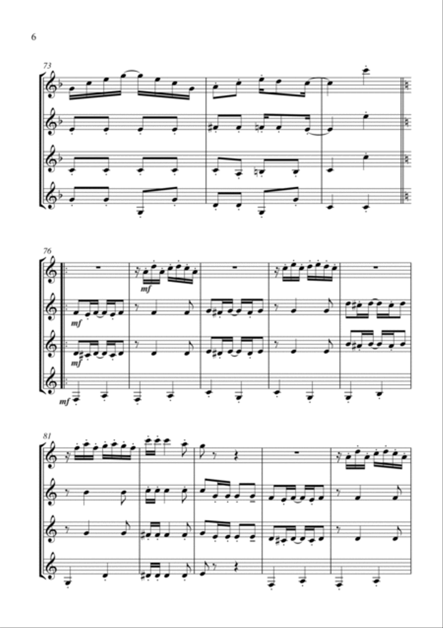 The Entertainer Rag Woodwind Quartet scores gallery preview page 6