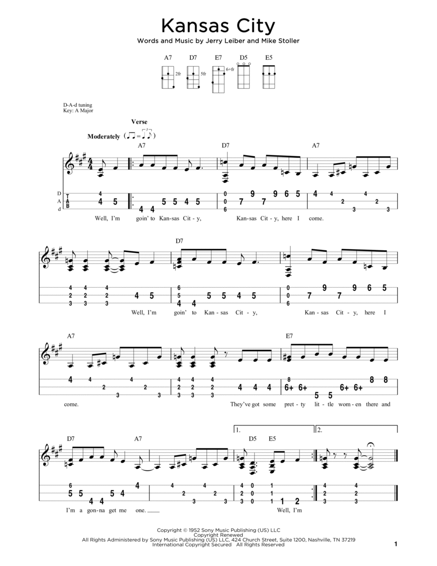 Kansas City (arr. Steven B. Eulberg) Dulcimer scores gallery preview page 1