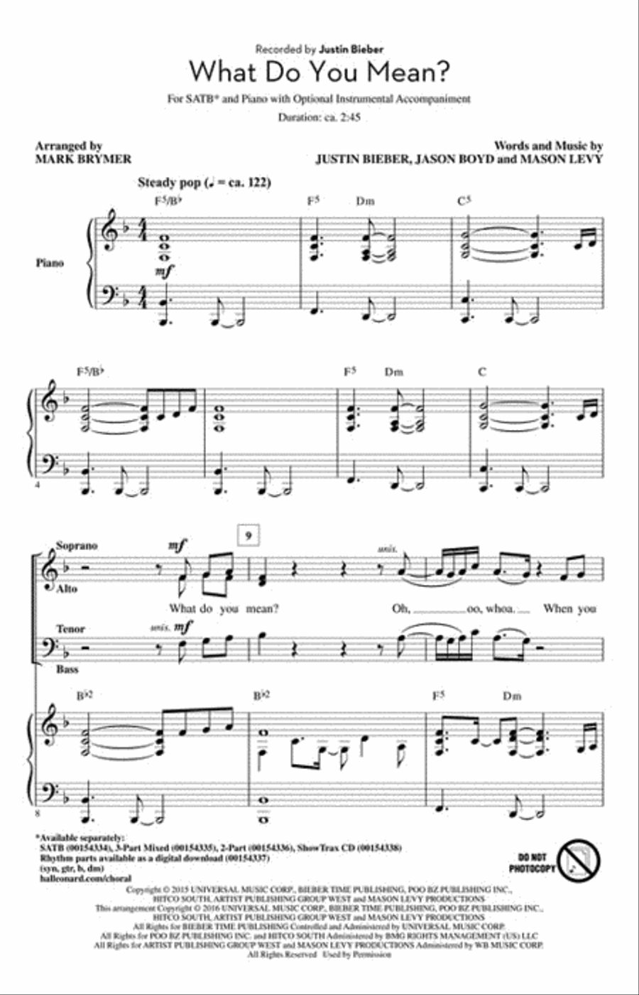 What Do You Mean? 4-Part scores gallery preview page 2