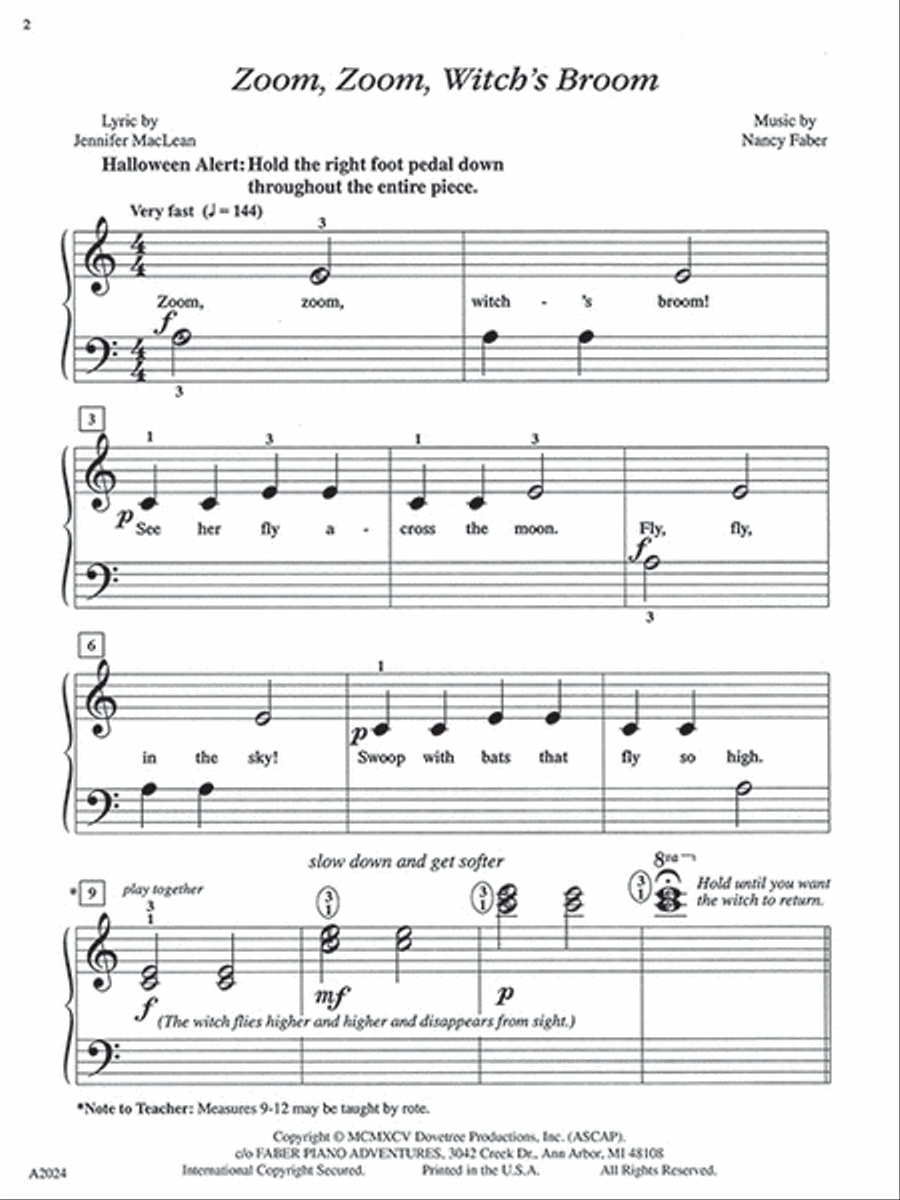 Zoom, Zoom, Witch's Broom Piano Method scores gallery preview page 2