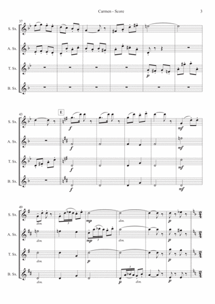 Carmen (Two Pieces) For Saxophone Quartet image number null