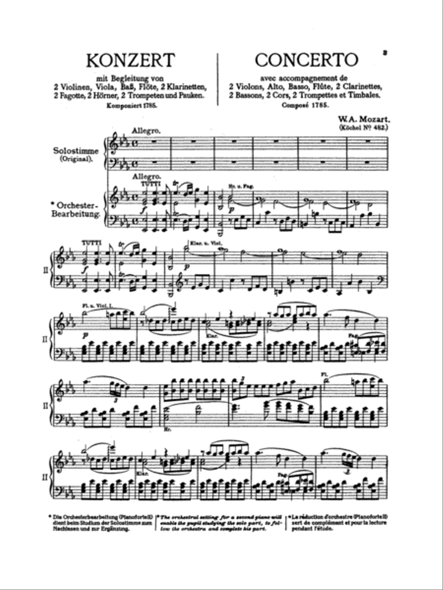 Mozart: Piano Concerto No. 22 in E flat Major, K. 482 Piano scores gallery preview page 3