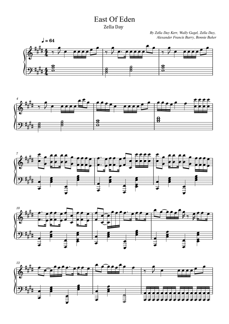 East Of Eden Piano Solo scores gallery preview page 1