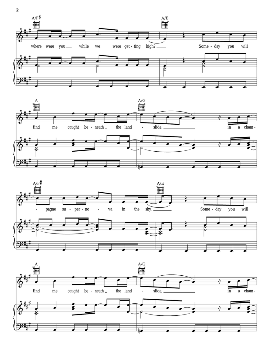 Champagne Supernova Champagne Supernova Piano, Vocal, Guitar scores gallery preview page 2
