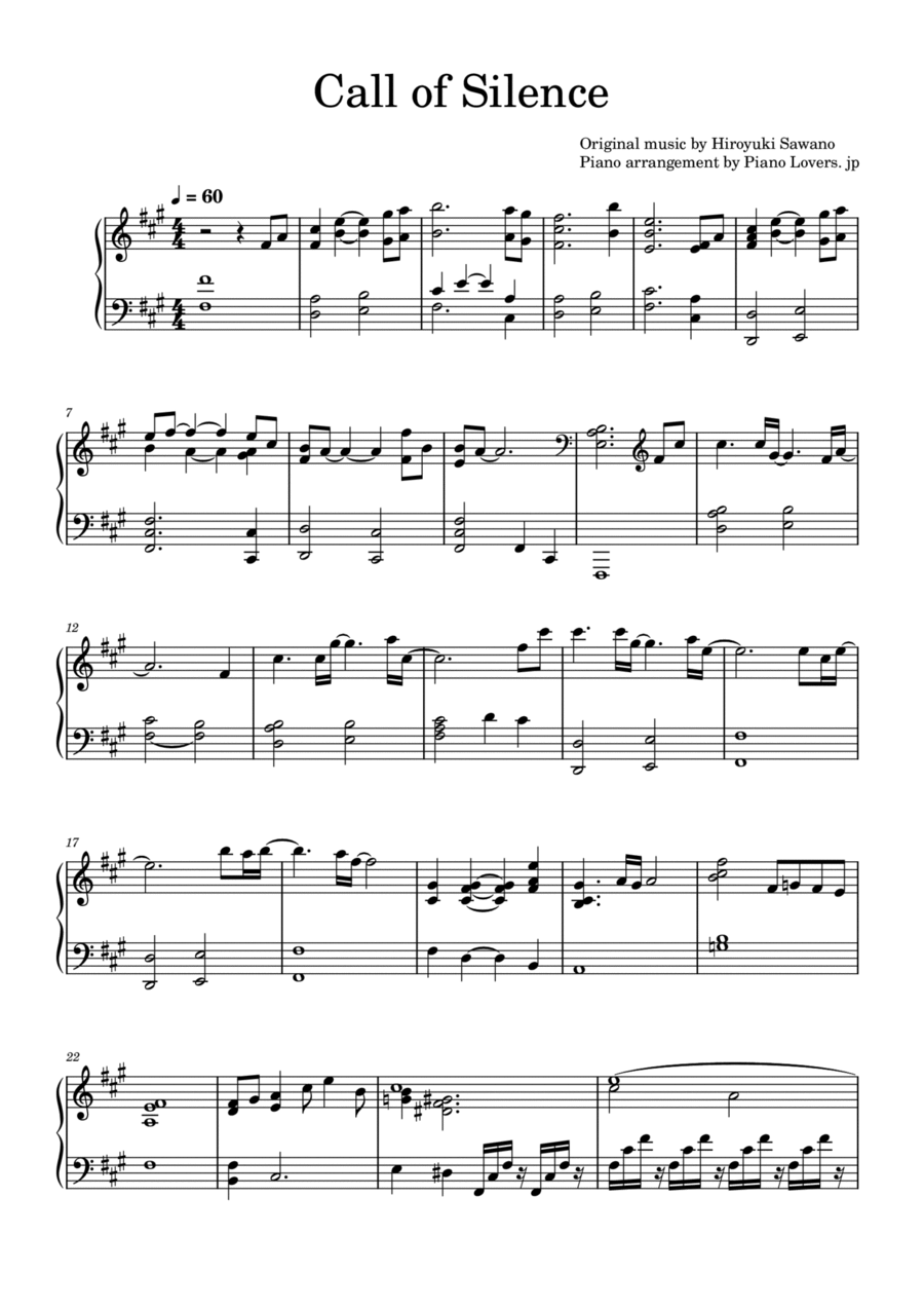 Call Of Silence Piano Solo scores gallery preview page 1
