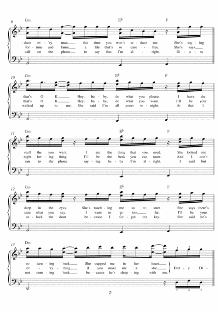Dirty Diana Dirty Diana Easy Piano scores gallery preview page 2