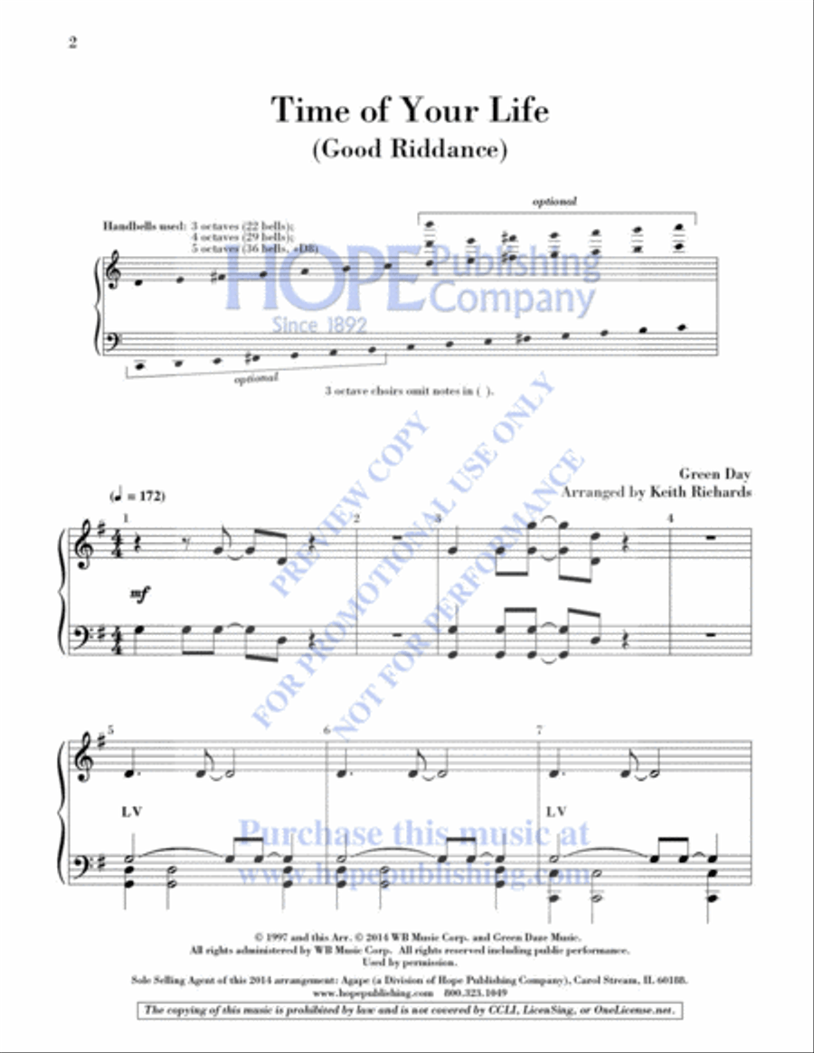 Time of Your Life (Good Riddance) 5-Octaves scores gallery preview page 3
