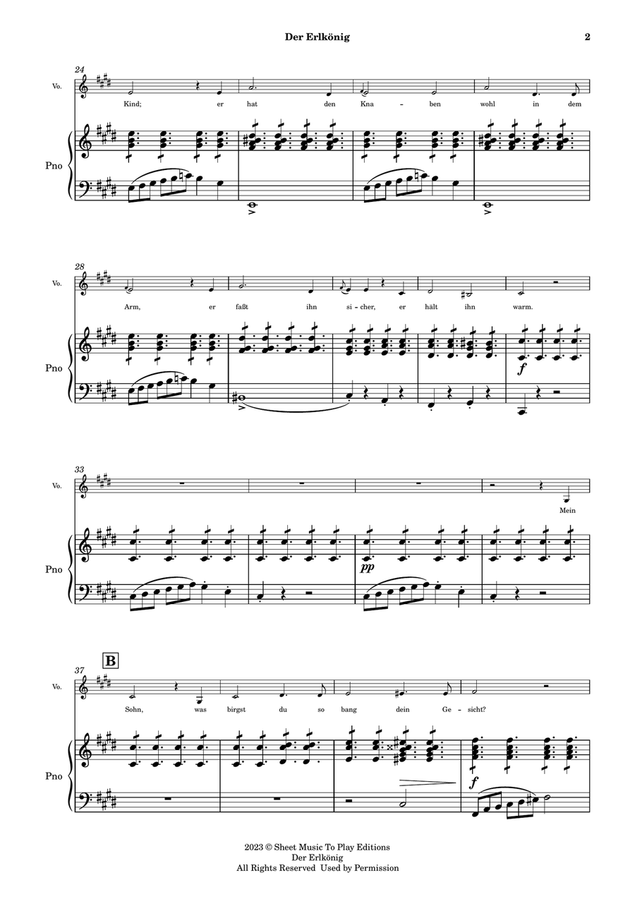 Der Erlkönig by Schubert - Voice and Piano - C# minor (Full Score and Parts) Piano, Vocal scores gallery preview page 3
