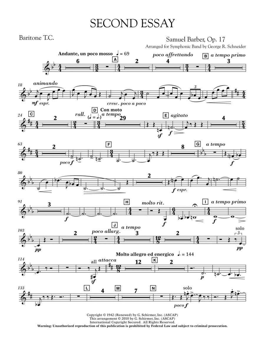 Second Essay - Baritone T.C. Concert Band scores gallery preview page 1