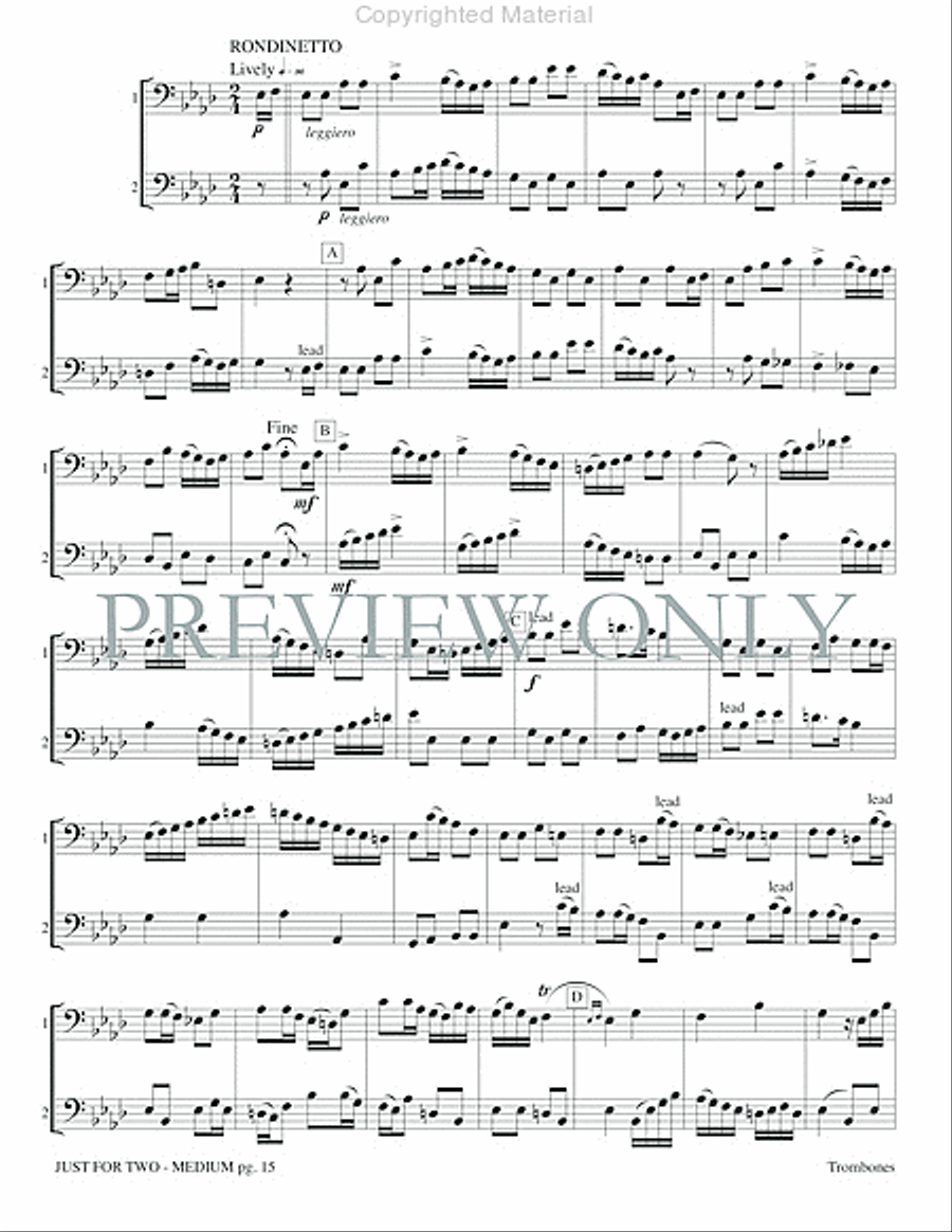 Just for Two Medium Trombone Duet scores gallery preview page 17