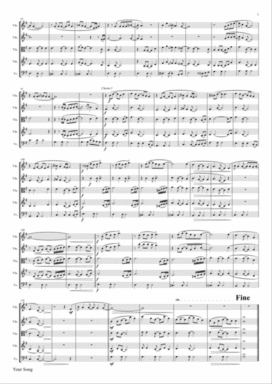Your Song String Quartet scores gallery preview page 4