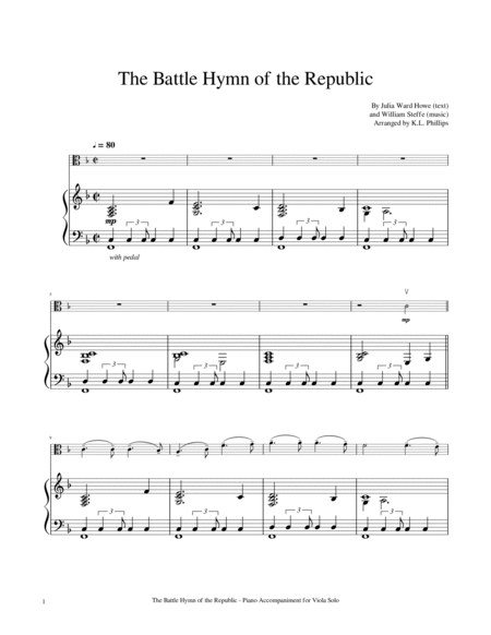 The Battle Hymn of the Republic - Viola Solo with Piano Accompaniment image number null