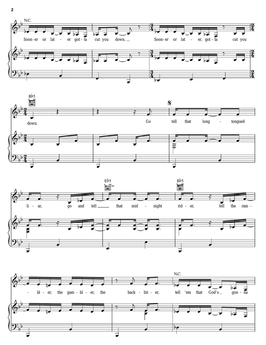 God's Gonna Cut You Down God's Gonna Cut You Down Piano, Vocal, Guitar scores gallery preview page 2