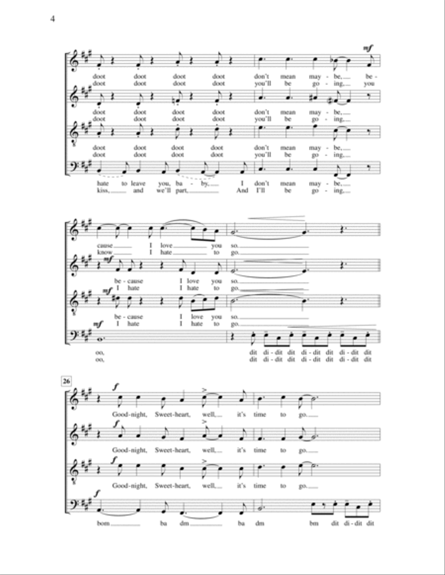 Goodnight, Sweetheart, Goodnight 4-Part scores gallery preview page 4