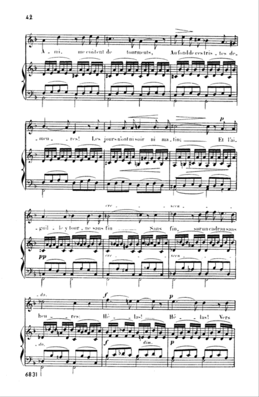 Bizet: Twenty Melodies-- Soprano or Tenor (French) Voice scores gallery preview page 4