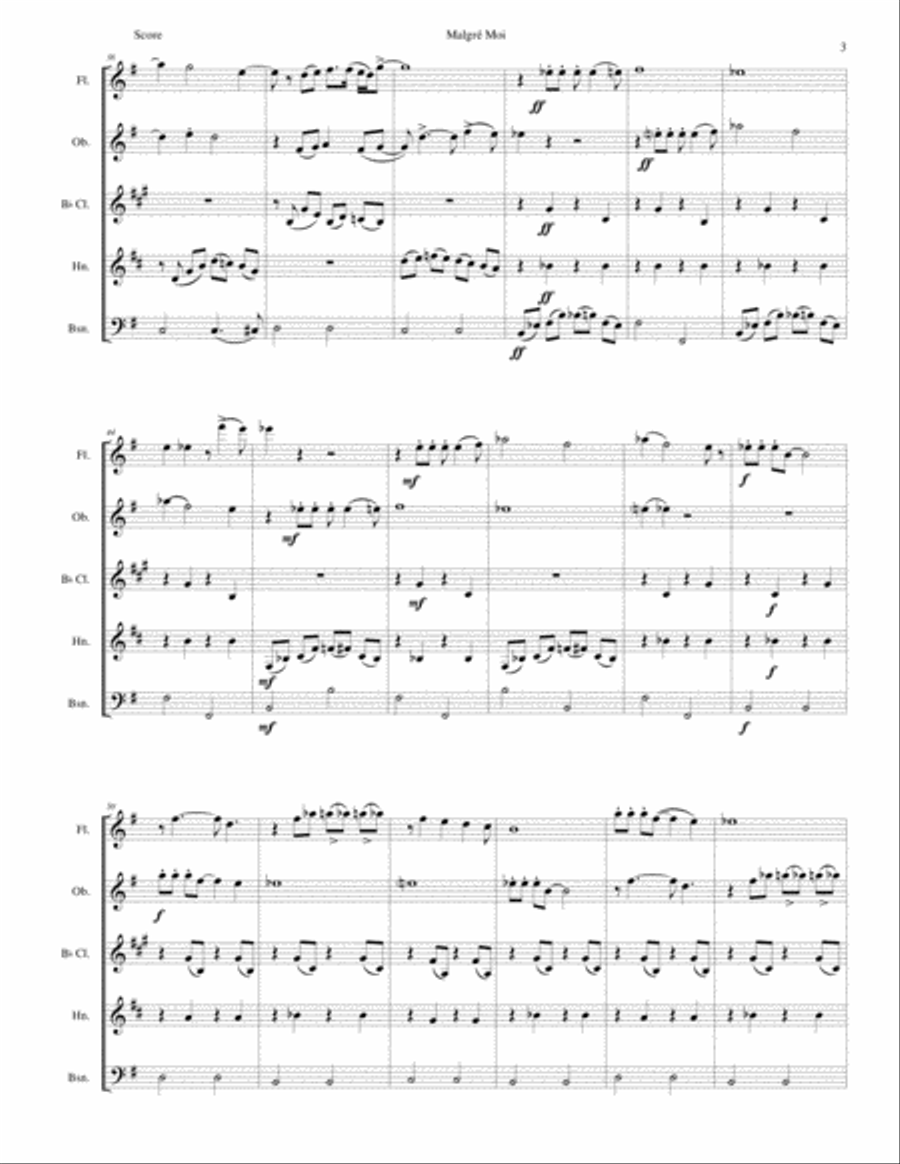 Malgré Moi for wind quintet Woodwind Quintet scores gallery preview page 3