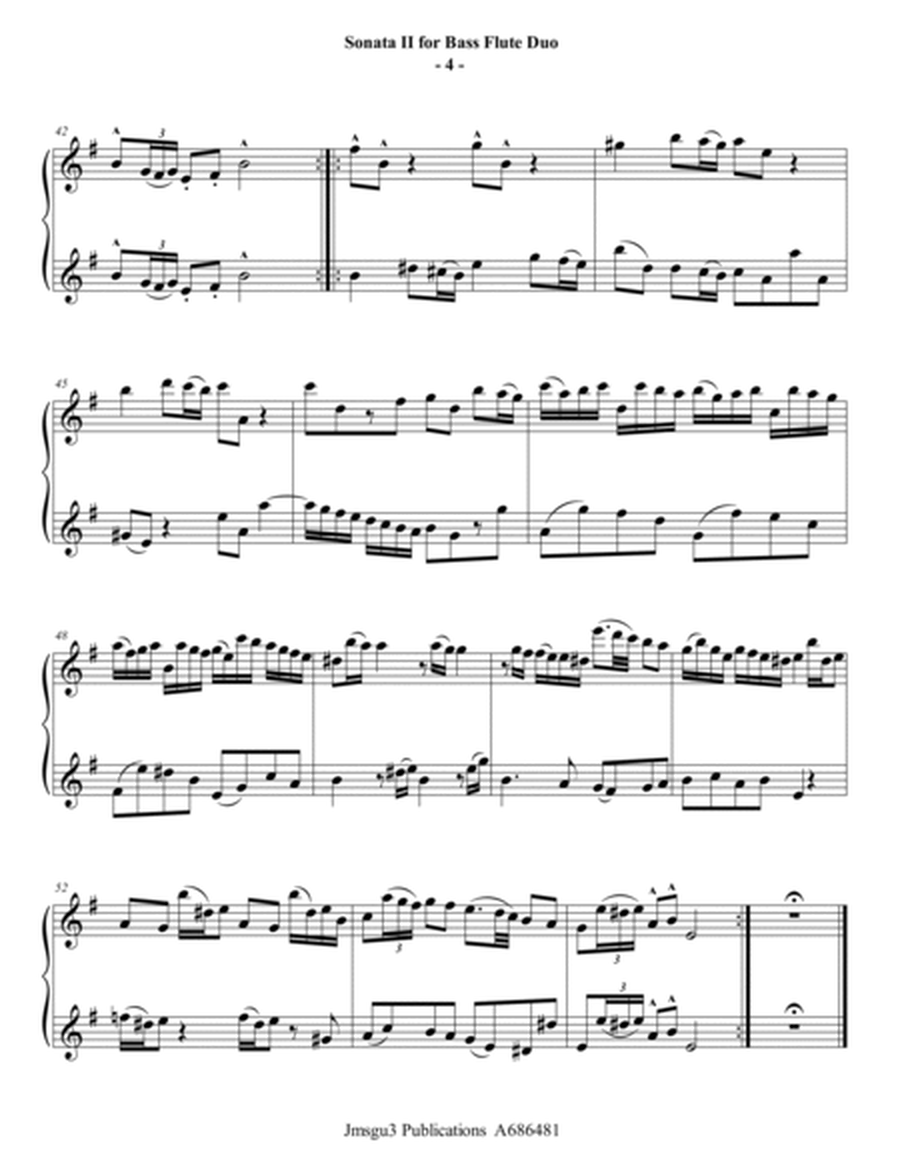 Sammartini: Sonata Op. 1 No. 2 for Bass Flute Duo image number null