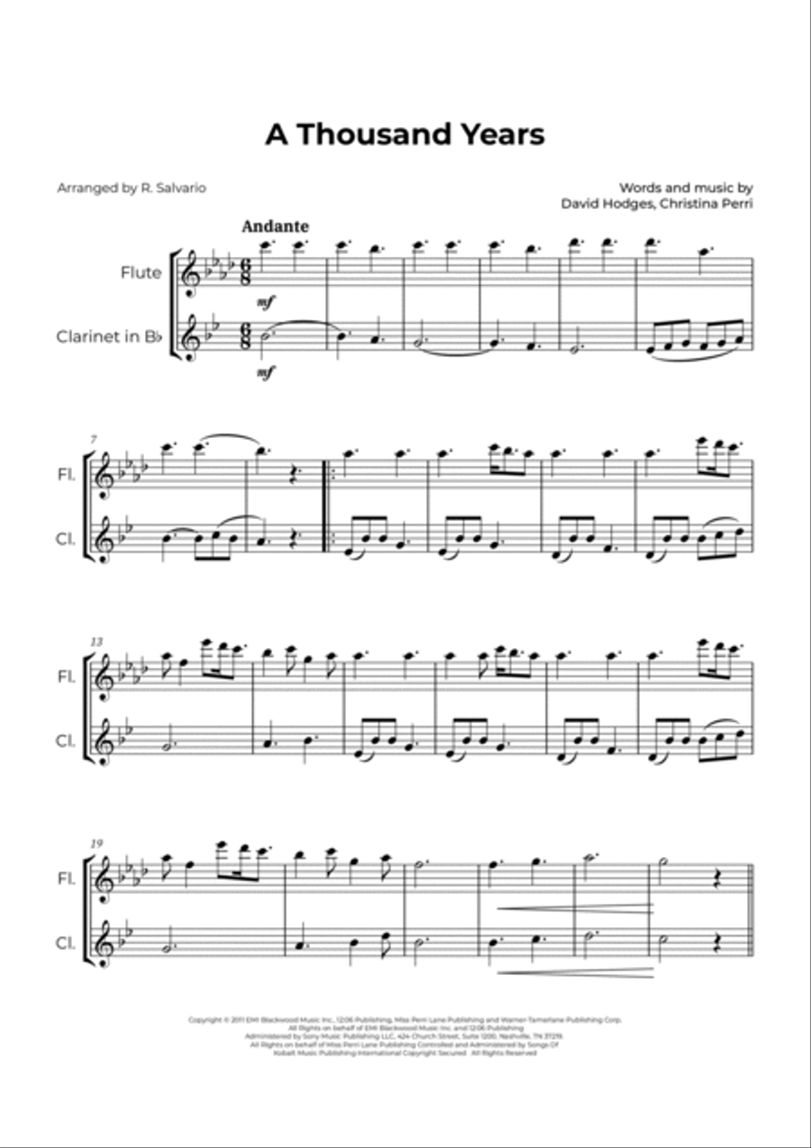 A Thousand Years A Thousand Years Woodwind Duet scores gallery preview page 2