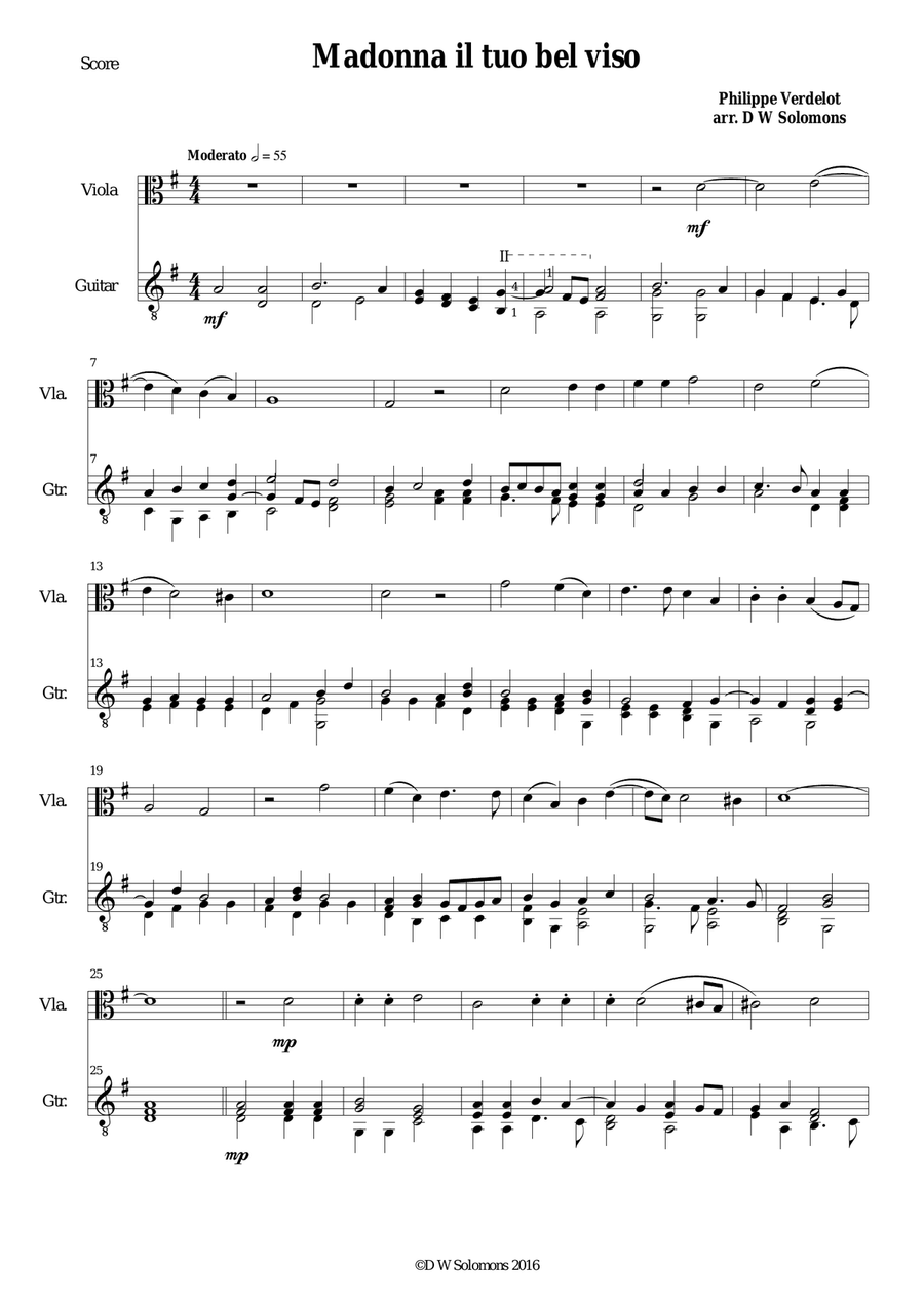 Madonna il tuo bel viso for viola and guitar String Duet scores gallery preview page 1