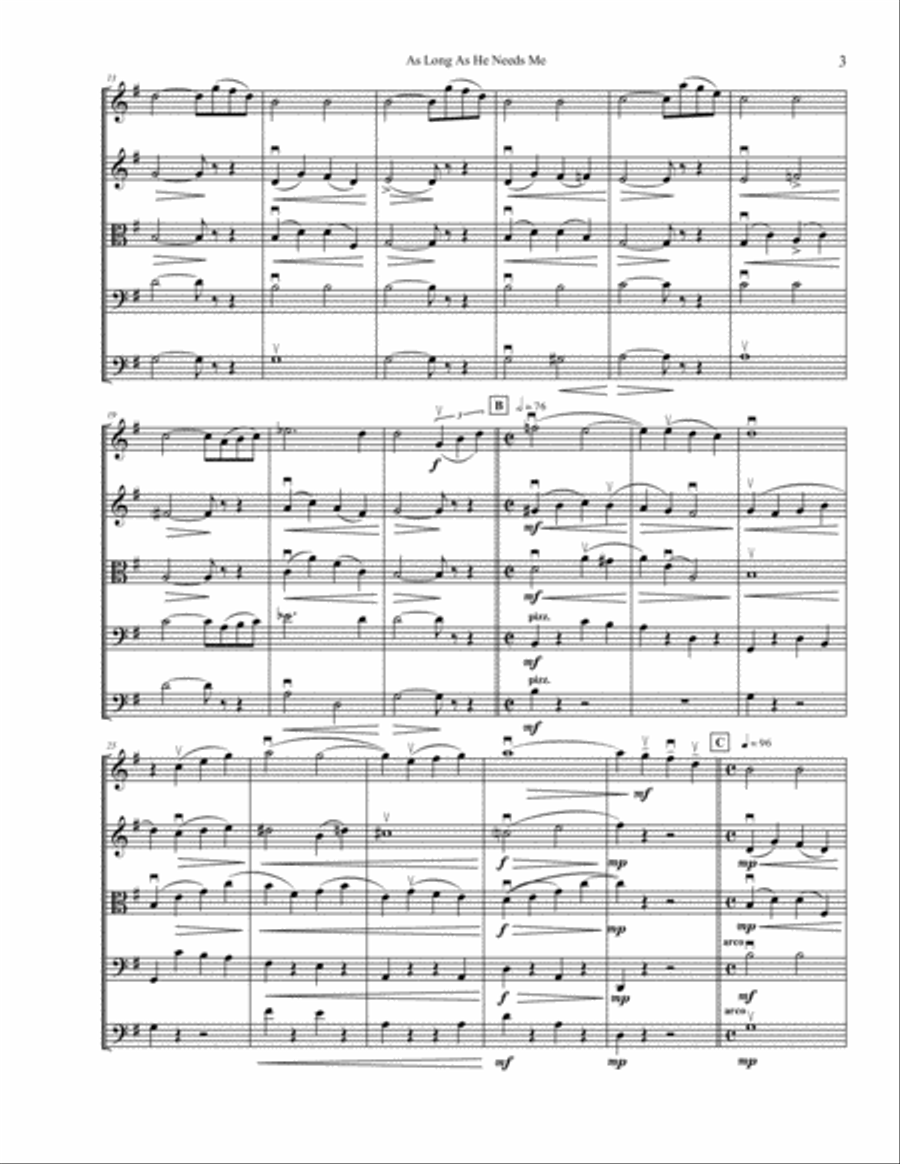 As Long As He Needs Me String Orchestra scores gallery preview page 3
