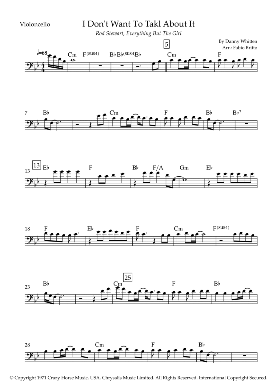 I Don't Want To Talk About It Cello Solo scores gallery preview page 1