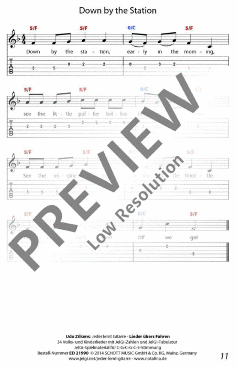 Jeder lernt Gitarre - Lieder übers Fahren Classical Guitar scores gallery preview page 12