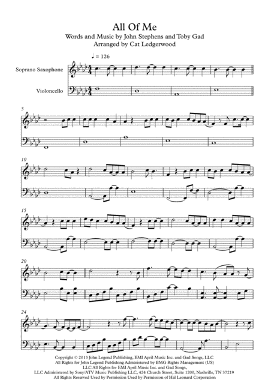 All Of Me Soprano Saxophone scores gallery preview page 1