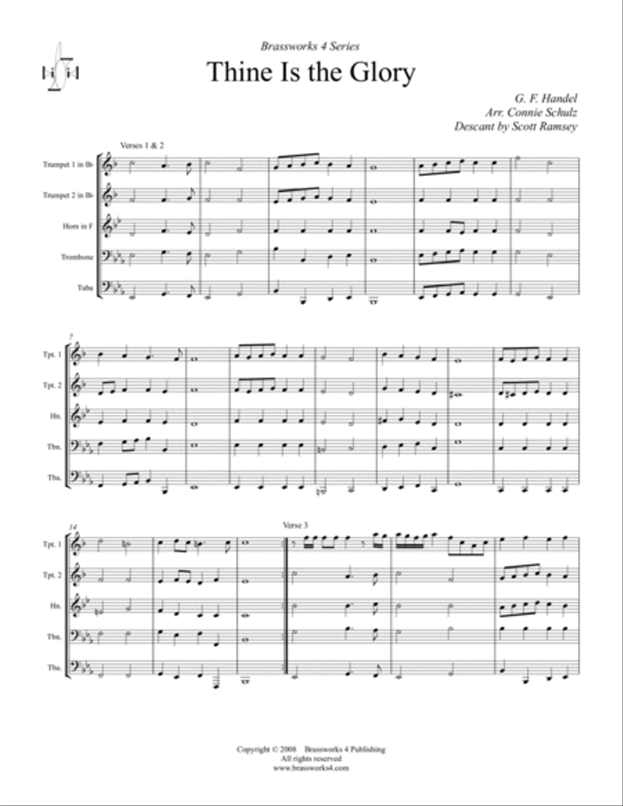Thine is the Glory Brass Quintet scores gallery preview page 2