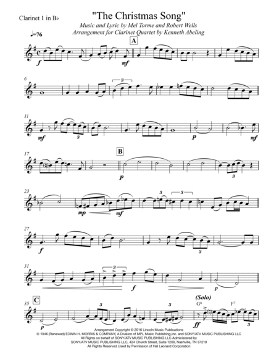 The Christmas Song (Chestnuts Roasting On An Open Fire) Woodwind Ensemble scores gallery preview page 6