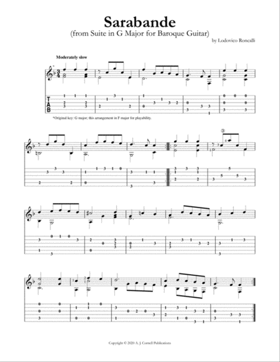 Baroque guitar sales sheet music