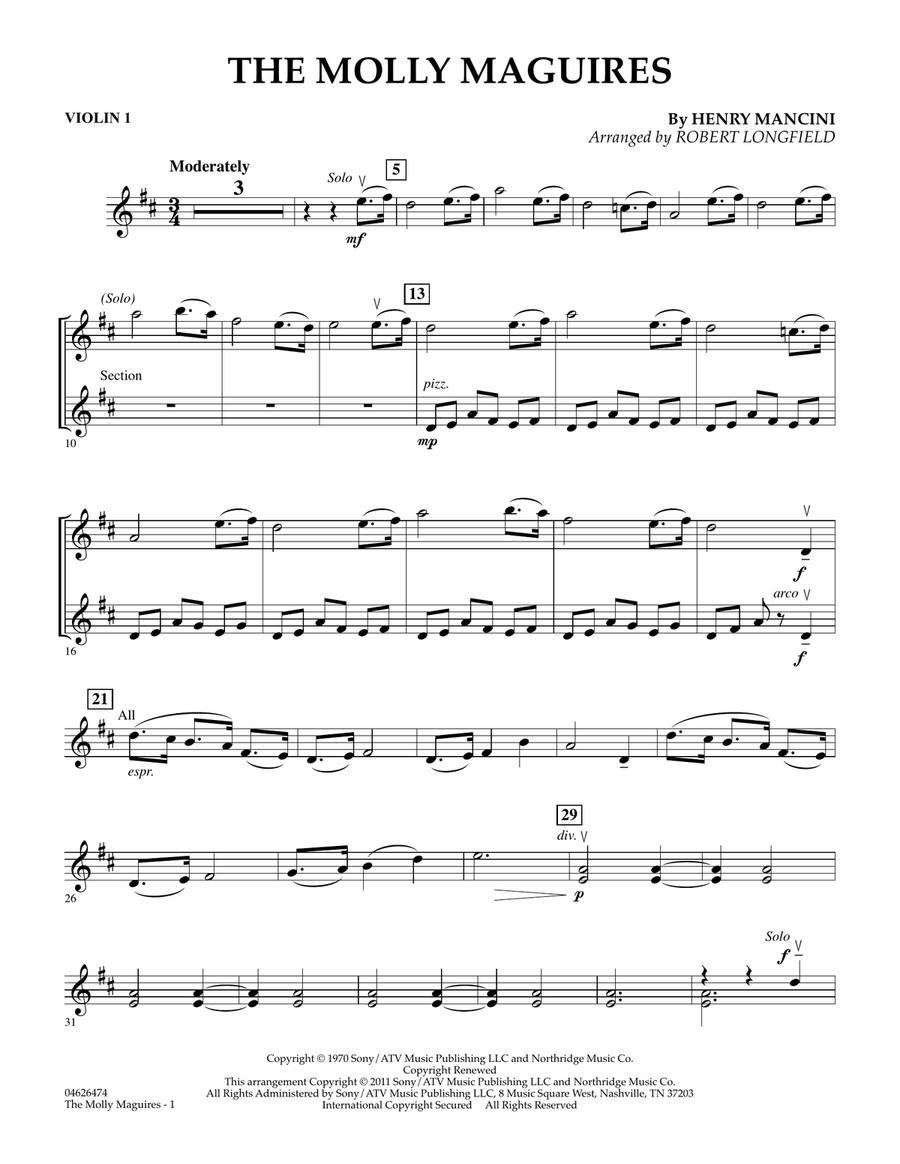 The Molly Maguires - Violin 1 Orchestra scores gallery preview page 1