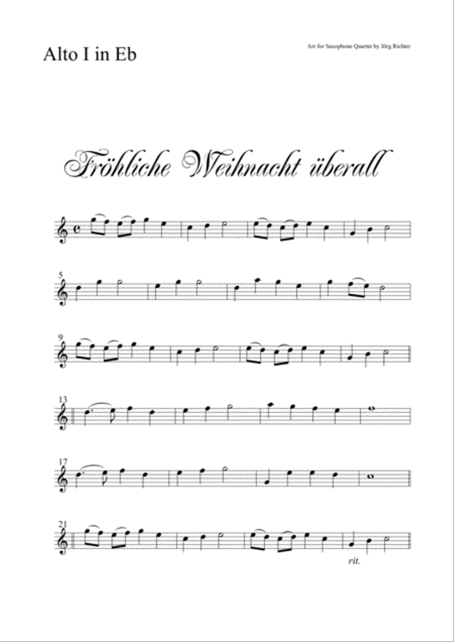 Fröhliche Weihnacht überall für Saxophon Quartett Saxophone Quartet scores gallery preview page 4