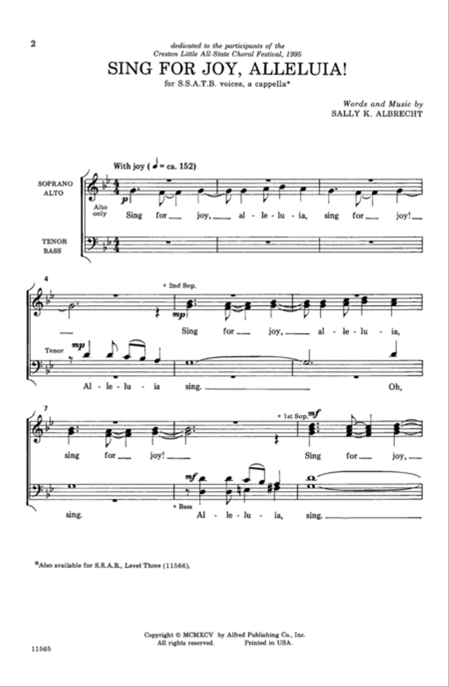 Sing for Joy, Alleluia! A Cappella scores gallery preview page 1