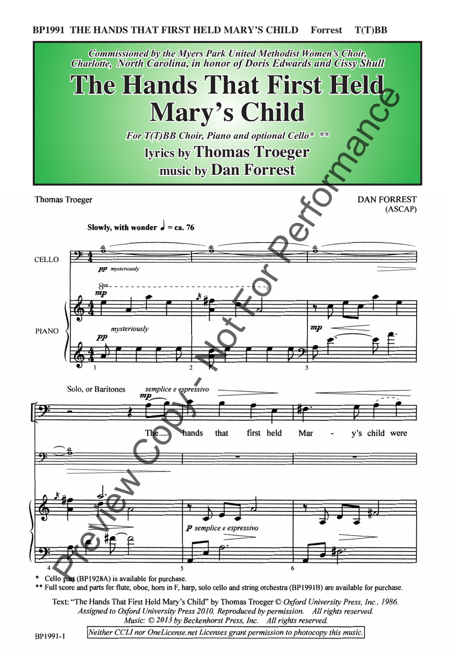 The Hands That First Held Mary's Child - T(T)BB 3-Part scores gallery preview page 2