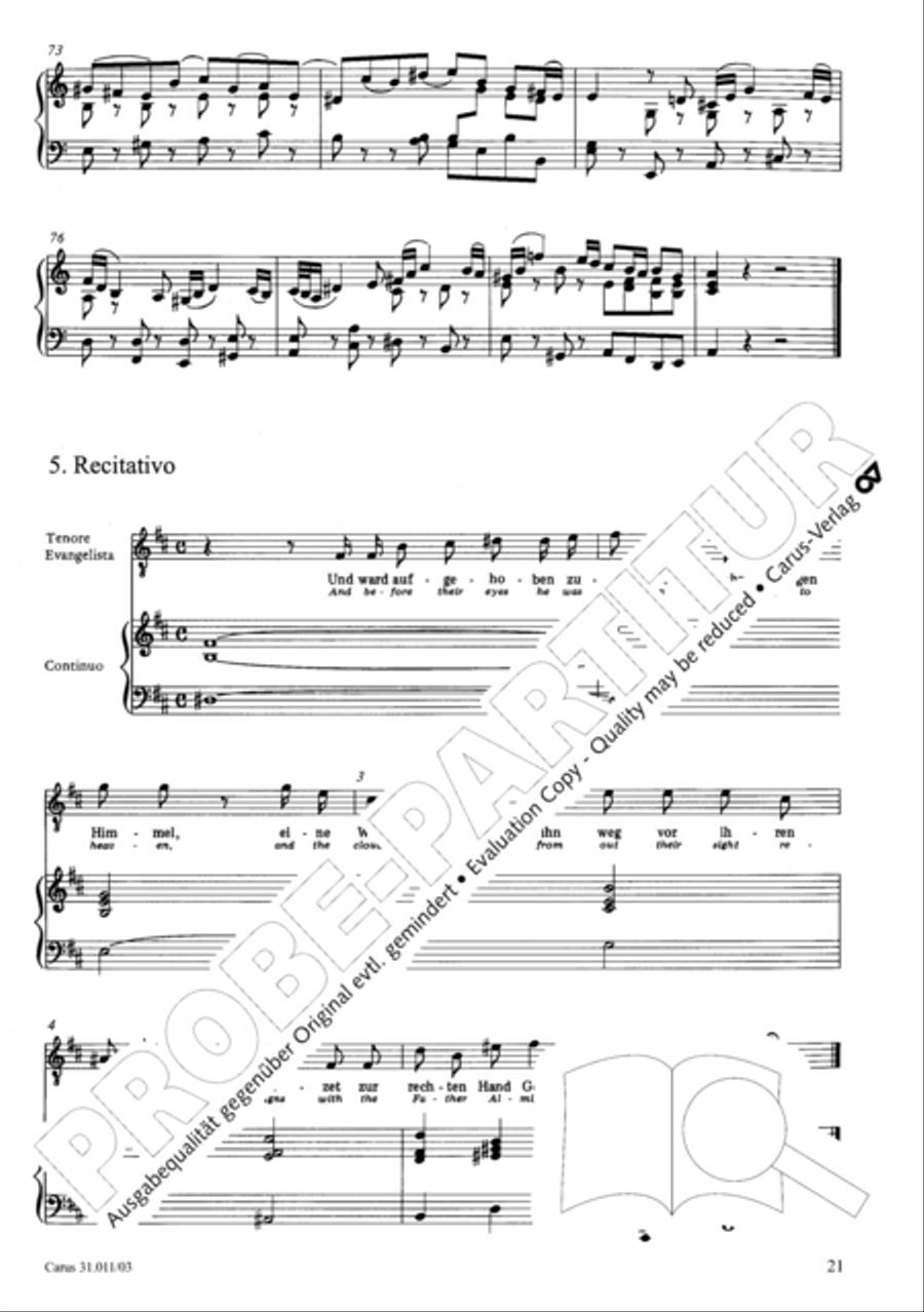 Lobet Gott in seinen Reichen (Himmelfahrtsoratorium) 4-Part scores gallery preview page 22