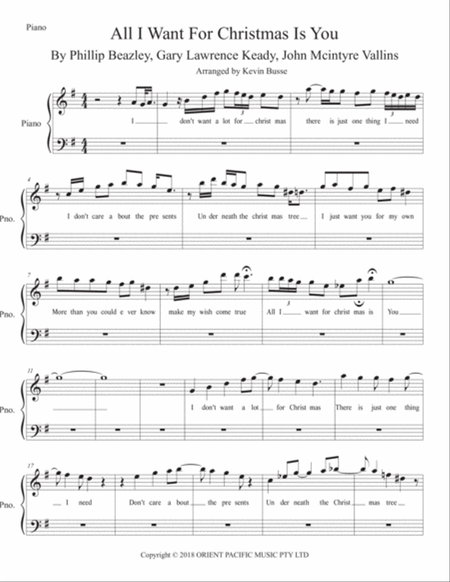 All I Want For Christmas Is You Piano Solo scores gallery preview page 1