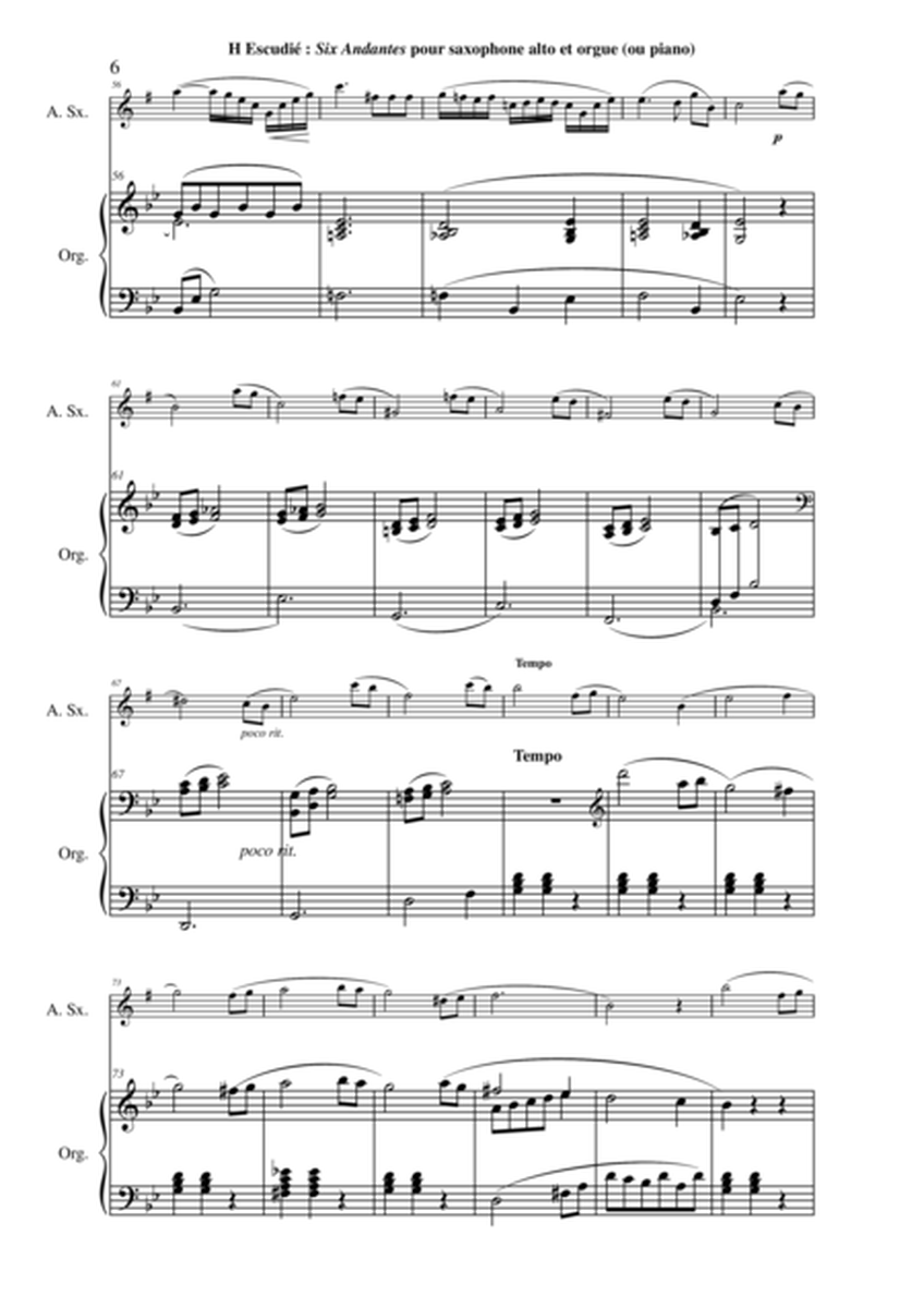 Hippolyte Escudié: Six Andantes for alto saxophone and organ (or piano)
