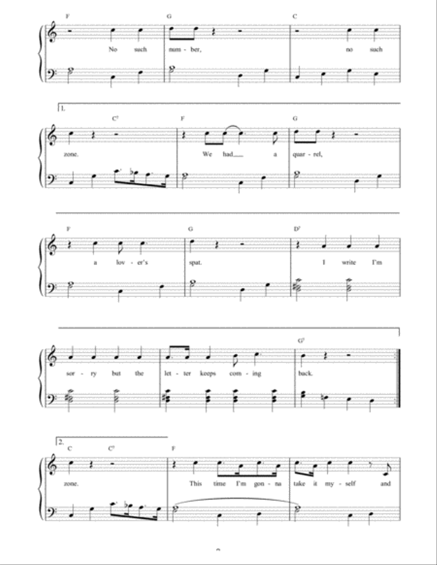 Return To Sender Easy Piano scores gallery preview page 2
