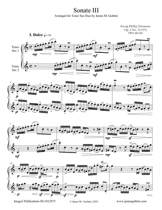 Telemann: Sonata Op. 2 No. 3 for Tenor Sax Duo