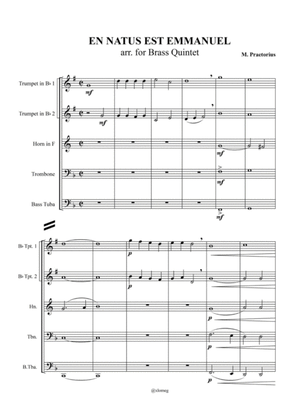 Book cover for M. Praetorius - En Natus Est Emmanuel, arr. for Brass Quintet